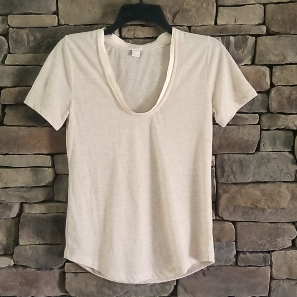 J. Crew Satin Trim V-neck Shirt